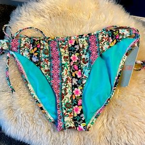Gianni Bini boho flower print bikini bottom SZ L
